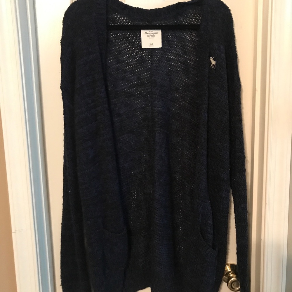 dark blue knit cardigan